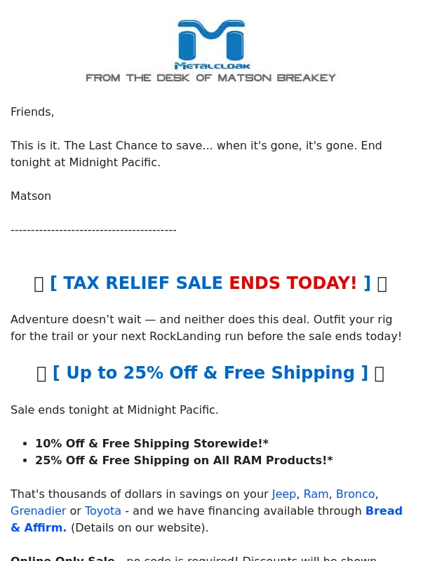 Metalcloak - ? Last Chance to Save!