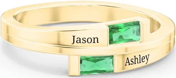 Gold Double Baguette Bypass Ring
