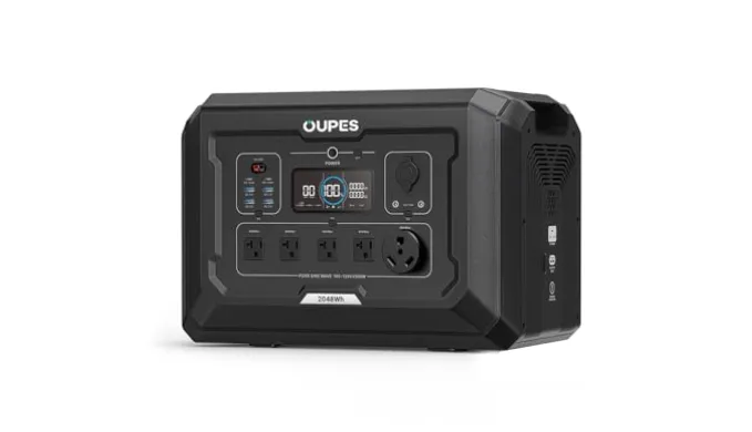 OUPES Mega 2 Portable Power Station, 2500W, 2048Wh, Quick 0.6H Recharge, LiFePO4 Battery, 5 AC Outlets (5500W Surge), Ideal for Home Emergencies