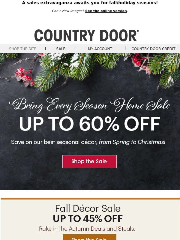 Country Door - Up to 70% Off – Save BIG at Our Bring Every Season Home Sale!