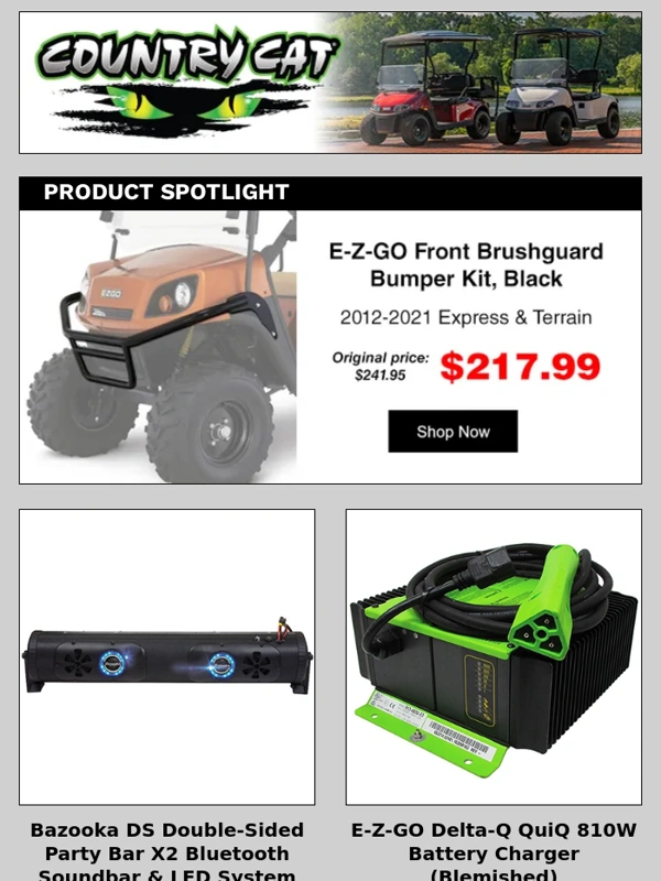 Country Cat - GOLF PRODUCT SPOTLIGHT: E-Z-GO Front Brushguard Bumper Kit,Black