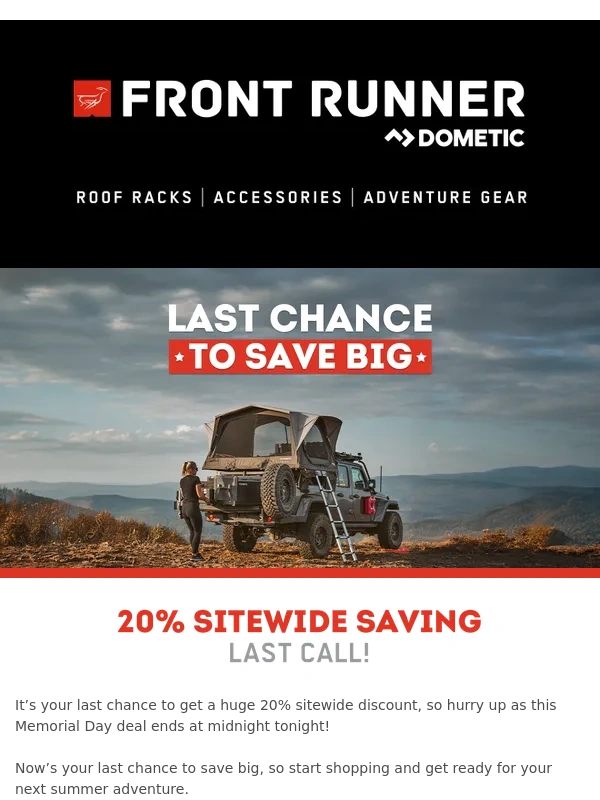 Frontrunner - 20% OFF SITEWIDE SALE ENDS AT MIDNIGHT