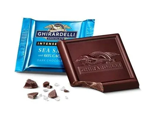 Ghirardelli Intense Dark Sea Salt 60% Cacao Dark Chocolate Squares Case Pack
