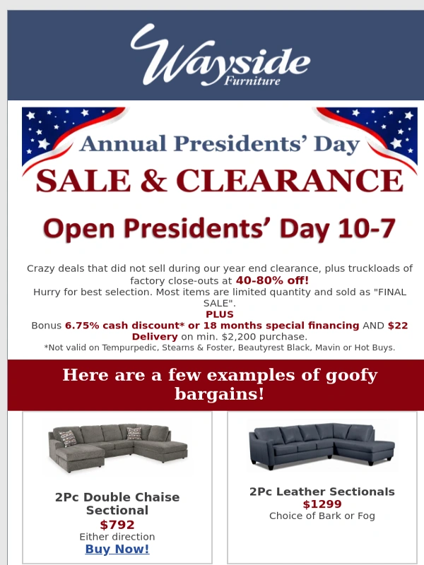 Wayside Furniture - ? Don't Miss Out! HUGE SAVINGS Up to 80% off!