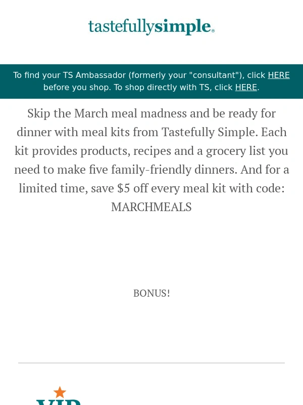 Tastefully Simple - 5 Great Dinners and $5 off