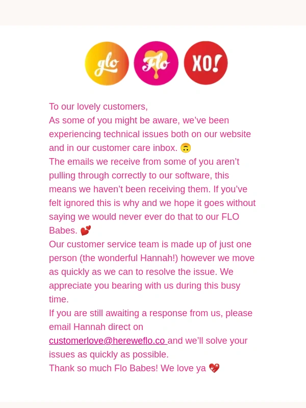 Here We Flo - A note from our Customer Care team