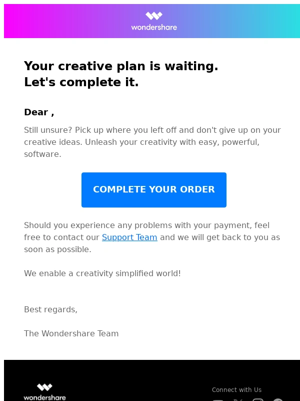WonderShare - Your creative plan is waiting.Let's complete it