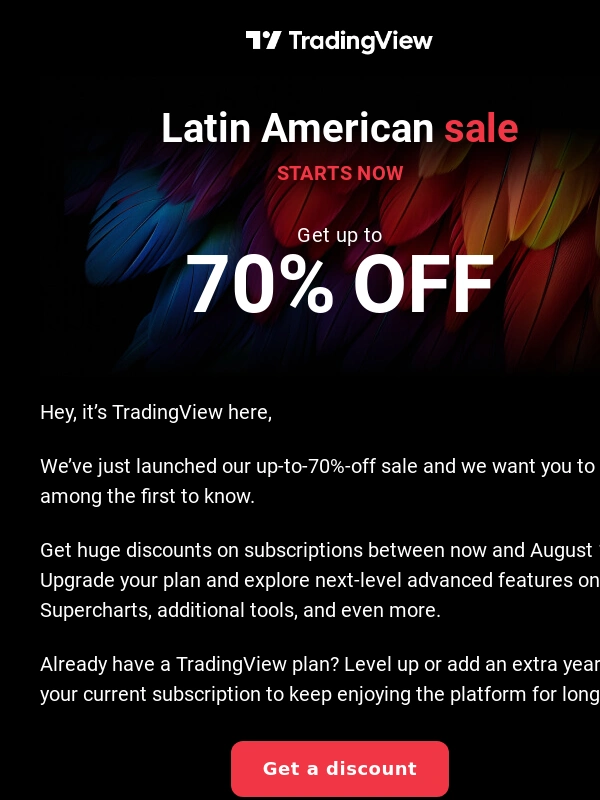 TradingView - Countdown is on: get up to 70% off before it ends