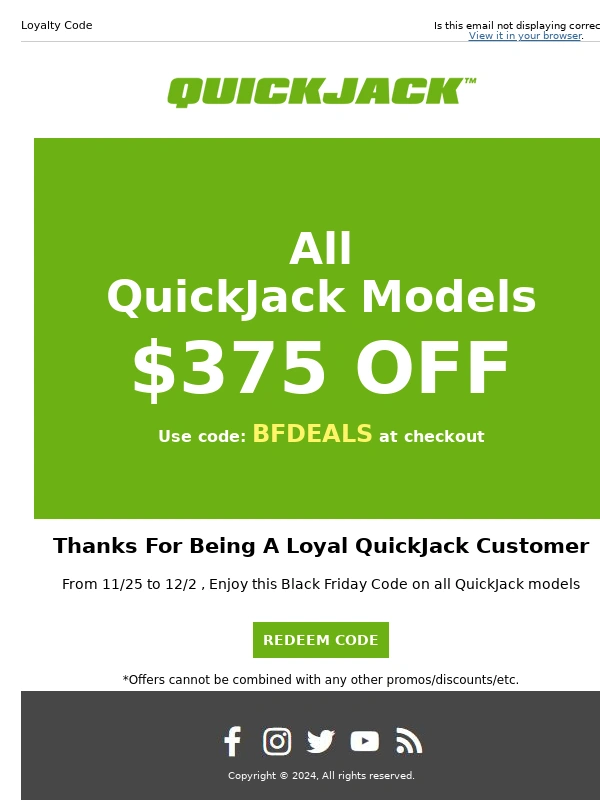 QuickJack - We're Thankful for Loyal Customers Like You