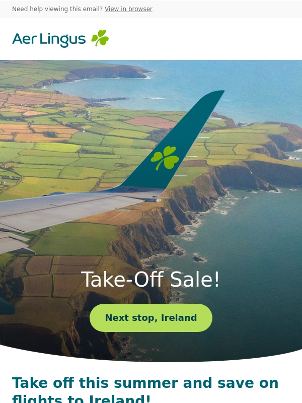 Aer Lingus - Take off up to $200 on Summer Flights