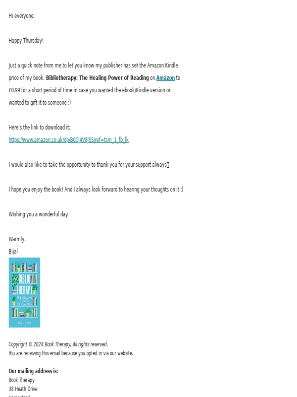 amazon.co.uk - Limited time only - Bibliotherapy is available on the Amazon Kindle for £0.99