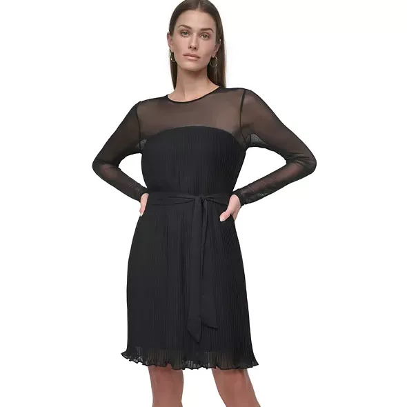 DKNY Chiffon Pleated Dress