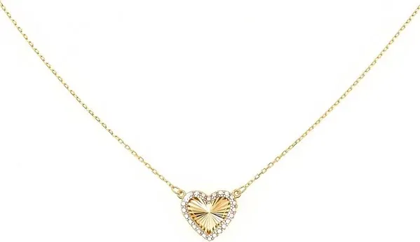 14K White Gold Diamond-Cut Heart Necklace