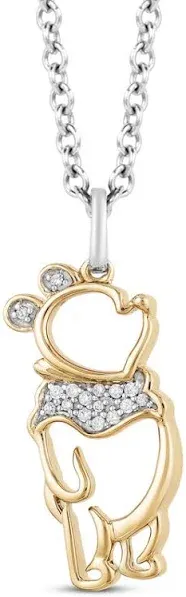 Disney Treasures Winnie The Pooh Diamond Necklace in Sterling Silver & 10K Yellow Gold