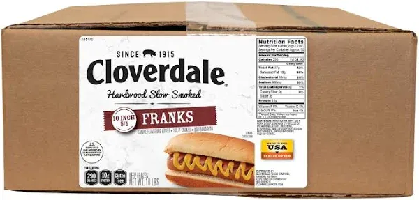 Cloverdale Hot Dogs 10 inch Franks