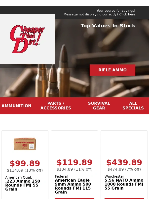 Cheaper Than Dirt - Don't Miss Our End of May Specials!