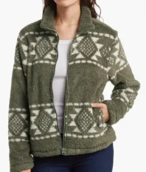 Lucky Brand Geo Print Faux Fur Zip Jacket