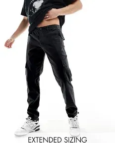 ASOS DESIGN tapered cargo trouser in black
