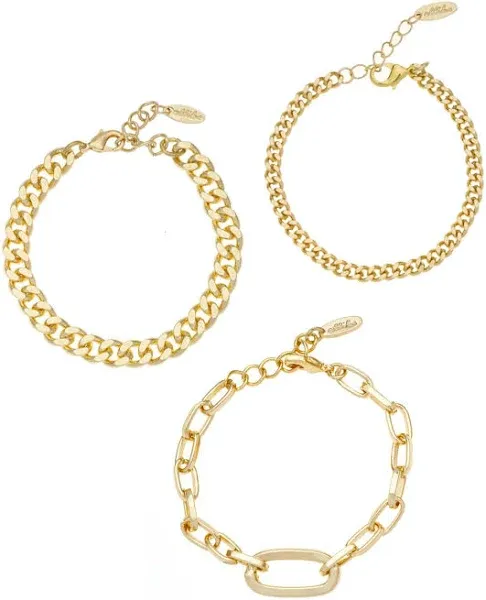 Gold Plated - Chain Link Bracelet, Set of 3