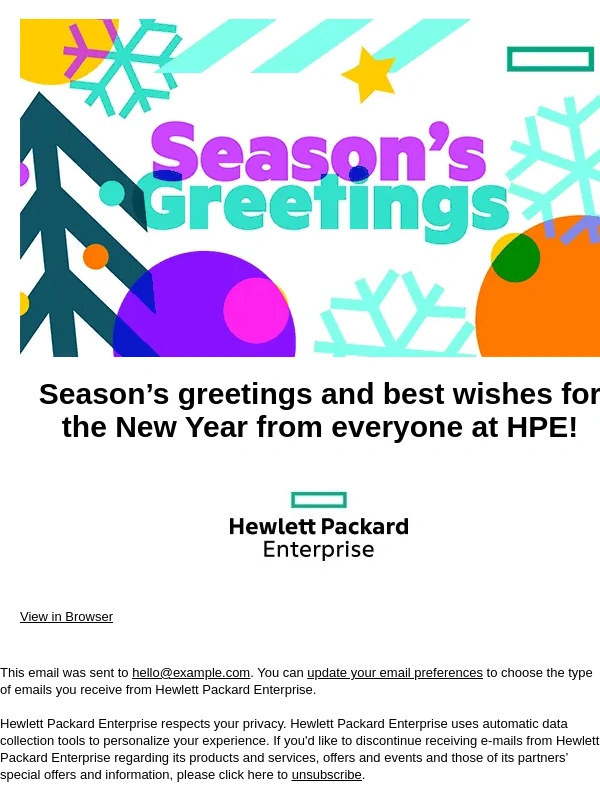 HPE - Season's Greetings from Hewlett Packard Enterprise