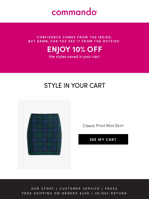 Commando - Want 10% off? Let's start with your cart