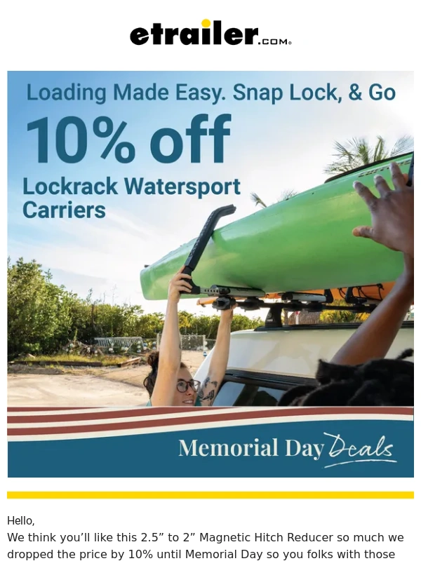etrailer.com - Don’t Miss 10% Savings on No-Strap Lockrack Carriers