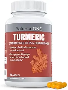Balance ONE Turmeric, 1000mg w/Ginger Extract and BioPerine - 1 Month Supply