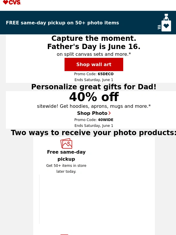 CVS - Picture It: 65% Off Split Canvas for Dad!