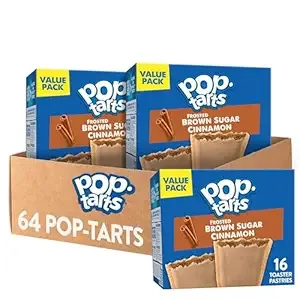 Pop-Tarts Toaster Pastries, Breakfast Foods, Kids Snacks, Frosted Brown Sugar Cinnamon, Value Pack (64 Pop-Tarts)