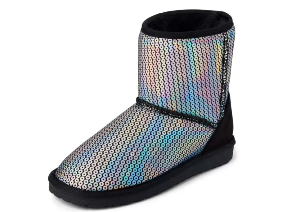 The Childrens Place Girls Holographic Faux Sequin Chalet Boots