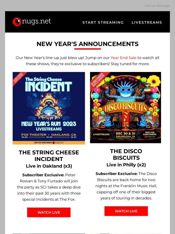 Nugs - ? NYE Live: SCI,Umphrey's,Mt.,& The Disco Biscuits! ?