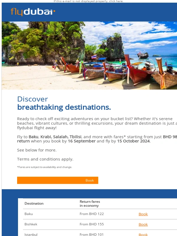 Flydubai - Breathaking destinations – from BHD 98 return