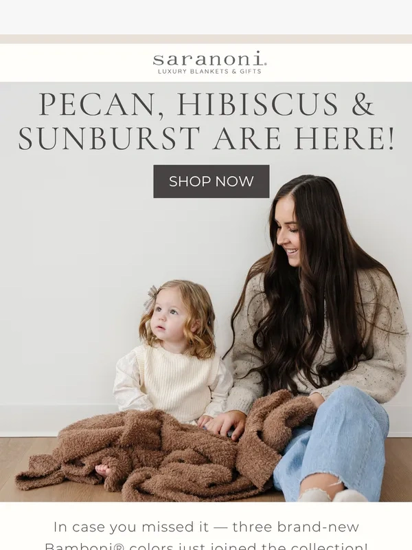 Saranoni - Meet Pecan,Hibiscus & Sunburst – Your Summer Snuggle Starts Here!