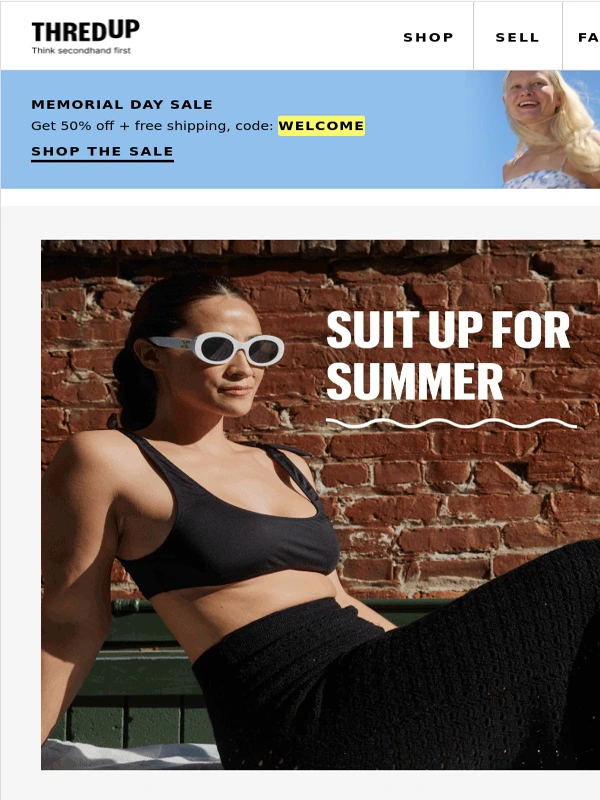 thredUP - Swim styles & more: 50% off + free shipping ?