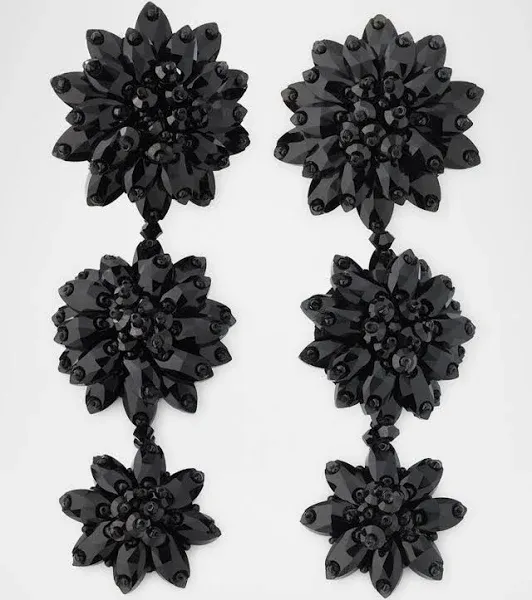 Oscar de la Renta Women's Triple Drop Flower Clip-On Earrings