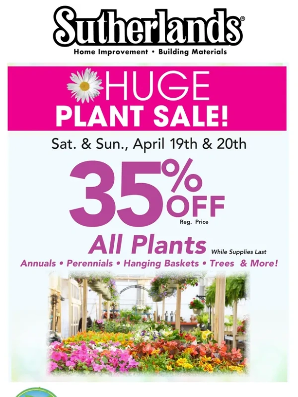 Sutherlands - 35% Off Plant Sale!