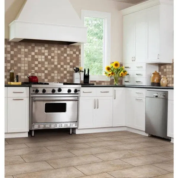Style Selections Mesa Beige 12-in x 24-in Matte Porcelain Stone Look Floor Tile
