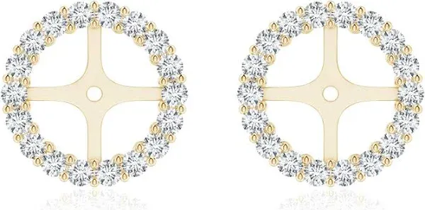 Angara Carat Prong-Set Diamond Halo Earring Jackets Gold