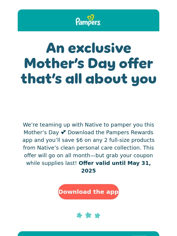 Pampers - Enjoy your free $6 Native coupon