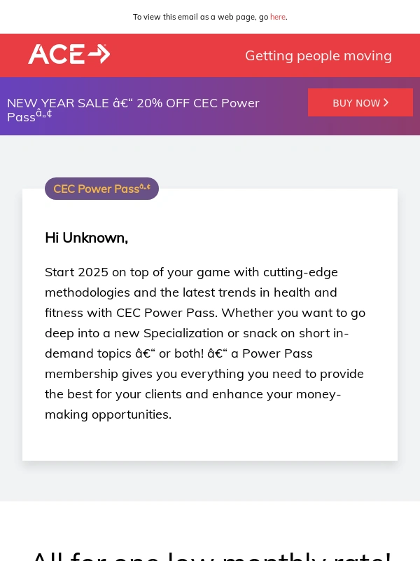 ACE Fitness - NEW YEAR SALE – 20% OFF CEC Power Pass™