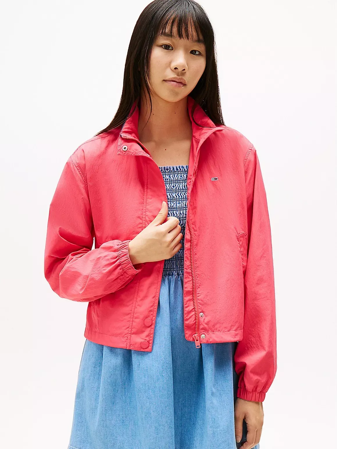 Tommy Hilfiger Women's Tommy Jeans Funnel Neck Windbreaker - Pink -