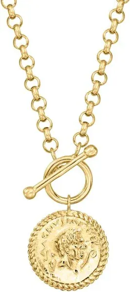 18kt Gold Over Sterling Coin Toggle Necklace