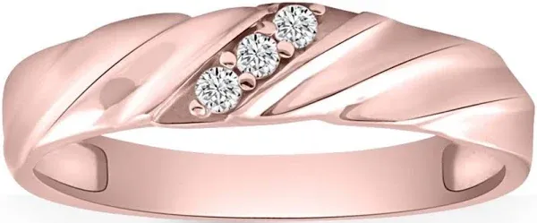 Bliss Diamond 3-Stone Wedding Band in White, Yellow, or Rose Gold
