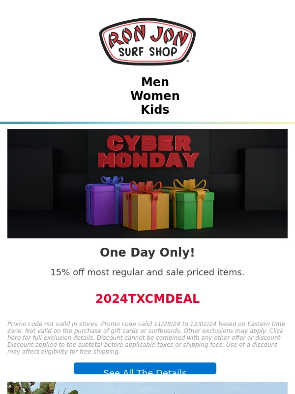 Ron Jon Surf Shop - Don't Miss Out: Cyber Monday Deals Today Only!