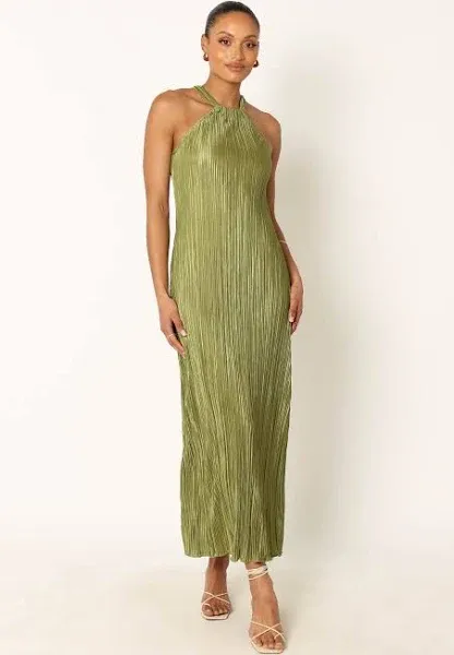 Petal & Pup Women's Melody Plisse Halter Maxi Dress