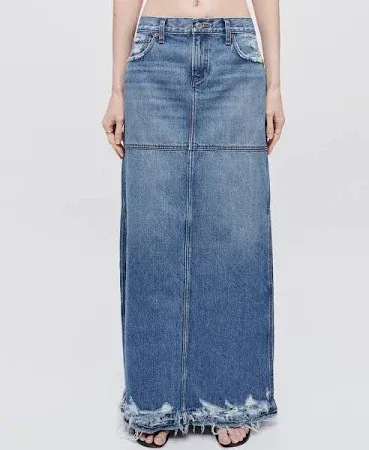 Re/Done Mid Rise Split Skirt