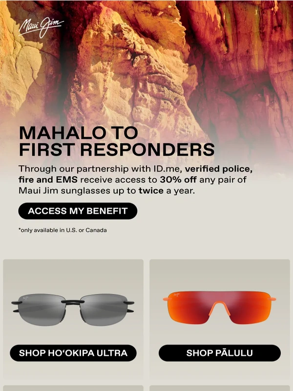 Maui Jim - 30% Off For First Responders