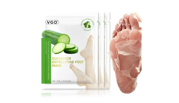VGO 3 Pack Foot Peeling Mask, Natural Exfoliating Foot Mask, Dead Skin Callus Remover Repair Heels, Smooth Touch Feet, Hydrating Foot Care for Dry Cracked Feet
