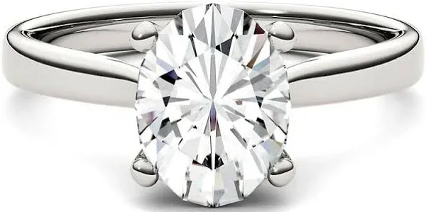 14K White Gold 2 ct. Oval Moissanite Solitaire Ring