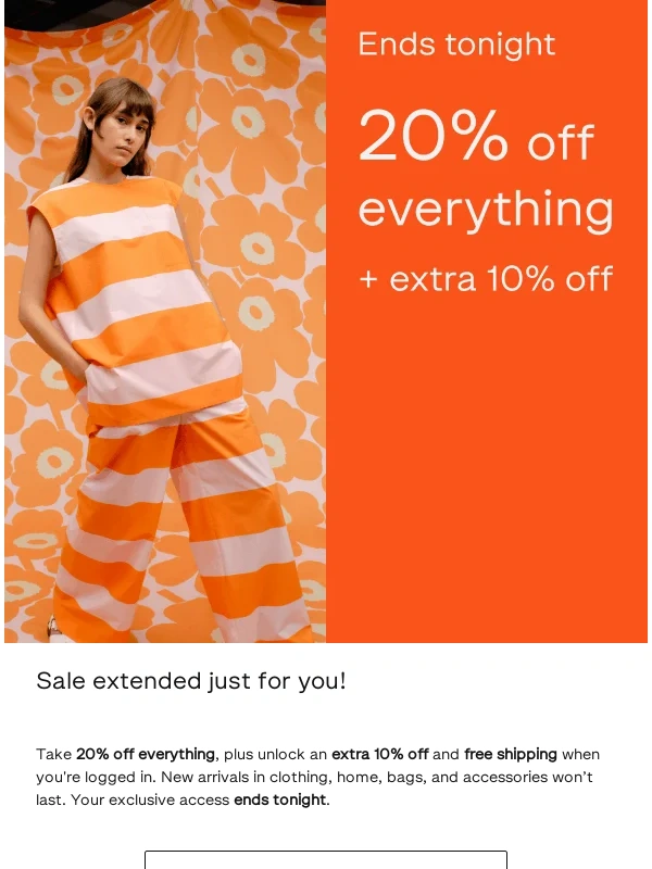 Marimekko - Still thinking it over? Sitewide sale ends soon